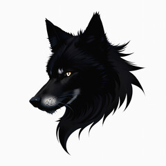 Fototapeta premium Drawing of a Black Wolf on a white background. Stylized logo, tattoo, black and white