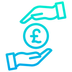 Outline Gradient Pound hand icon