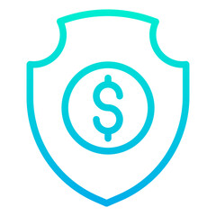 Outline Gradient Euro shield icon