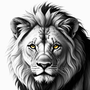 Stylized drawing of a lion close up