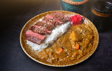 Japanese style beef grilled with curry rice