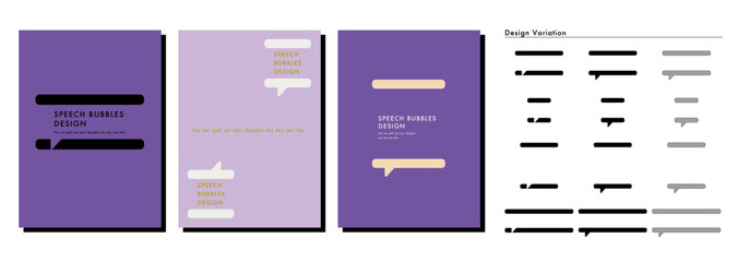 吹き出しテンプレート　テキストボックス　おしゃれ　素材　フレームバリエーション　Quote box speech bubble template  Text box