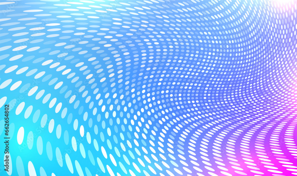 Poster abstract vector futuristic background with halftone white dots pattern design, wave stream of scienc