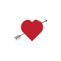 red arrowed love icon vector