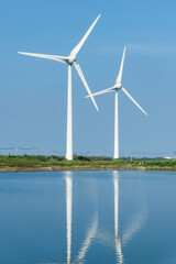 Wind power plants, energy systems, and renewable energy are located on the west coast of Taiwan.