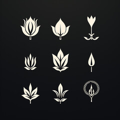 Set of flower icons. Vector illustration. Isolated on white background.