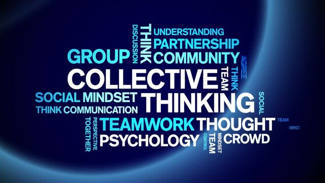 Collective Thinking animated tag word cloud;text design animation kinetic typography seamless loop.