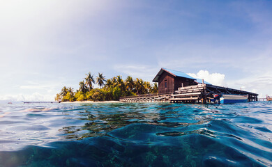  picturesque waterline shallow at Indonesian coastline paradise