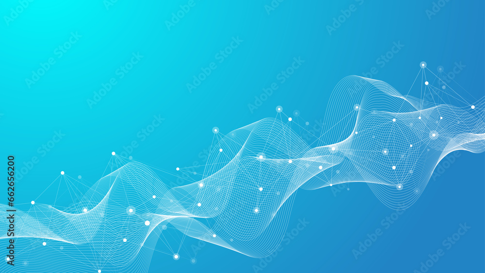 Poster Global network connection concept. Social network communication in the global business concept. Big data visualization. Internet technology illustration.