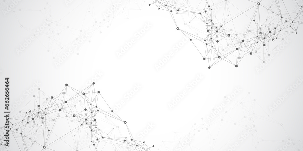Poster Global network connection concept. Social network communication in the global business concept. Big data visualization. Internet technology illustration.
