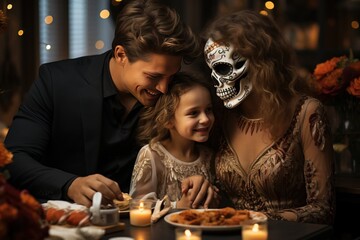 Halloween is a fun traditional holiday. The family makes a symbol out of a pumpkin and a candle.