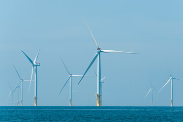 View of the Offshore wind power systems off the western coast of Taiwan.