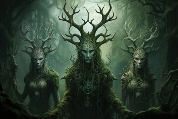 Ancient forest spirits, guarding the secrets of the woodland realms - Generative AI
