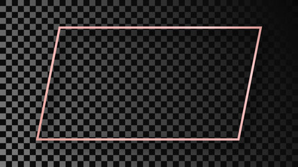 Rose gold glowing rectangular shape frame with shadow