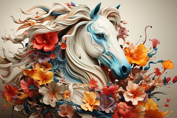 horse and flowers
