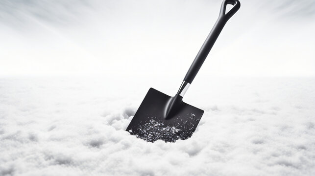 Black shovel in the snow