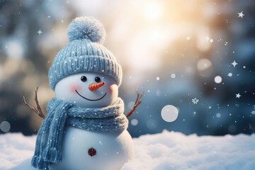 Snowman Laughter in a Christmas Snowscape