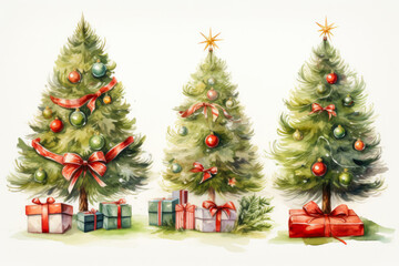Obraz na płótnie Canvas Holiday Tree with Ornaments and Gifts