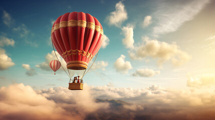 Air balloon flying - obrazy, fototapety, plakaty