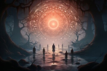 Elusive mist walkers, traversing through dense fog and hidden realms - Generative AI