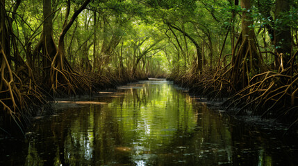 Fototapeta na wymiar Alligator mangrove forest
