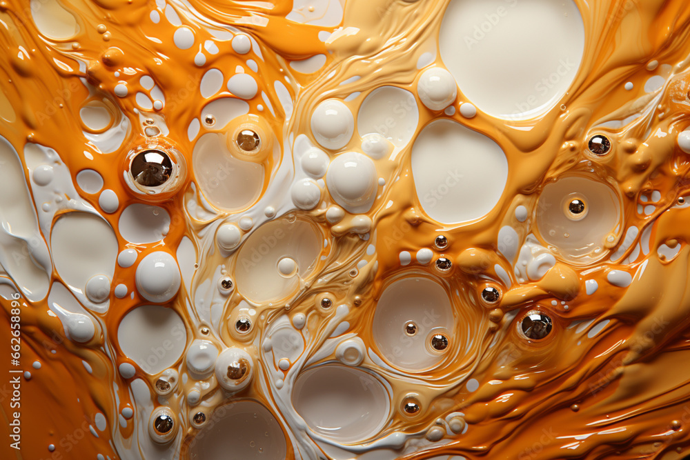 Poster the image captures the frothy and bubbly nature of beer foam, using overlapping geometric shapes and