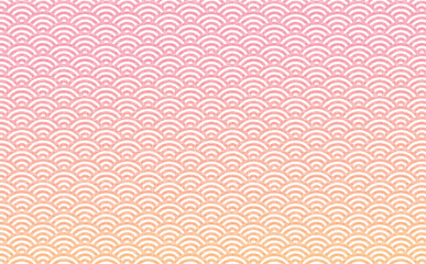 ピンクの手書き風青海波の背景