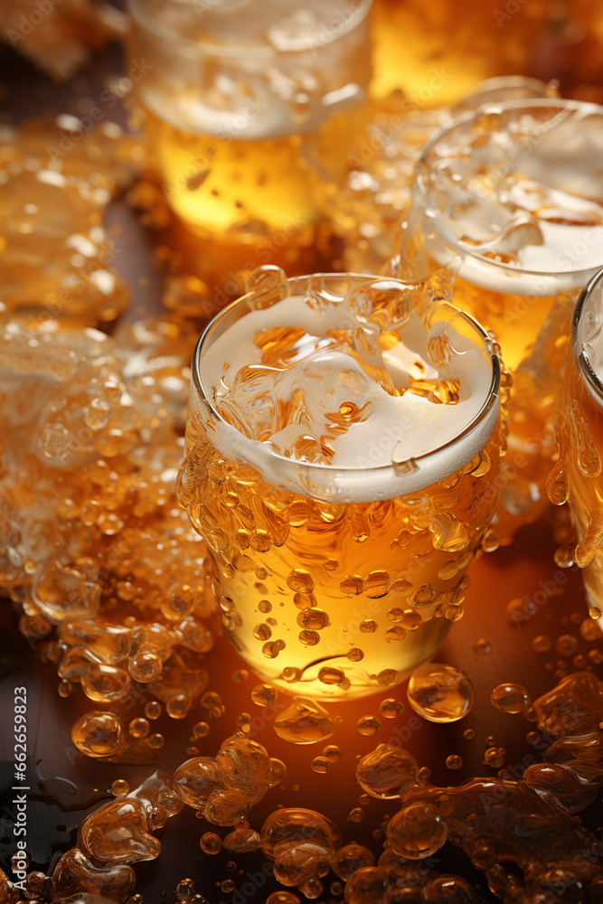 Aufkleber the image captures the frothy and bubbly nature of beer foam, using overlapping geometric shapes and
