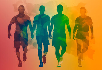Four young men in sportswear.