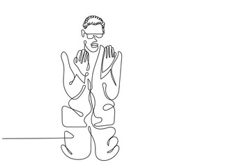 Continuous line art of a famous Black Muslim leader Malcolm.