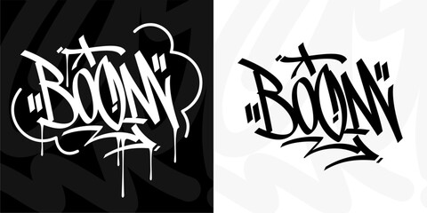 Abstract Trendy Urban Graffiti Street Art Word Boom Lettering Vector Illustration Element