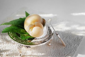 scamorza, Pasta Filata, Italian cheeses collection, smoked scamorza pear shaped cheese from small cheese farm in South Italy made from cow milk