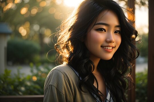 Stunning Photorealistic Image of Asian Girl with Beautiful Black Hair