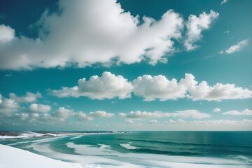 Obraz premium view of the sea and clouds, Beautiful beach view paradise