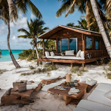 luxury cabana resort in a tropical island 
