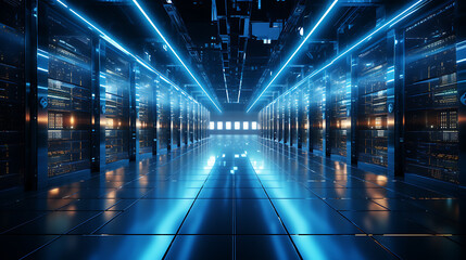 Data Center Filled with Modern Servers