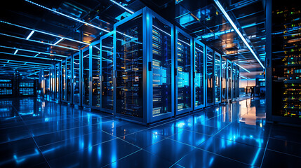 Data Center Filled with Modern Servers