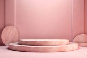 minimal pink marble podium 3d rendering set design