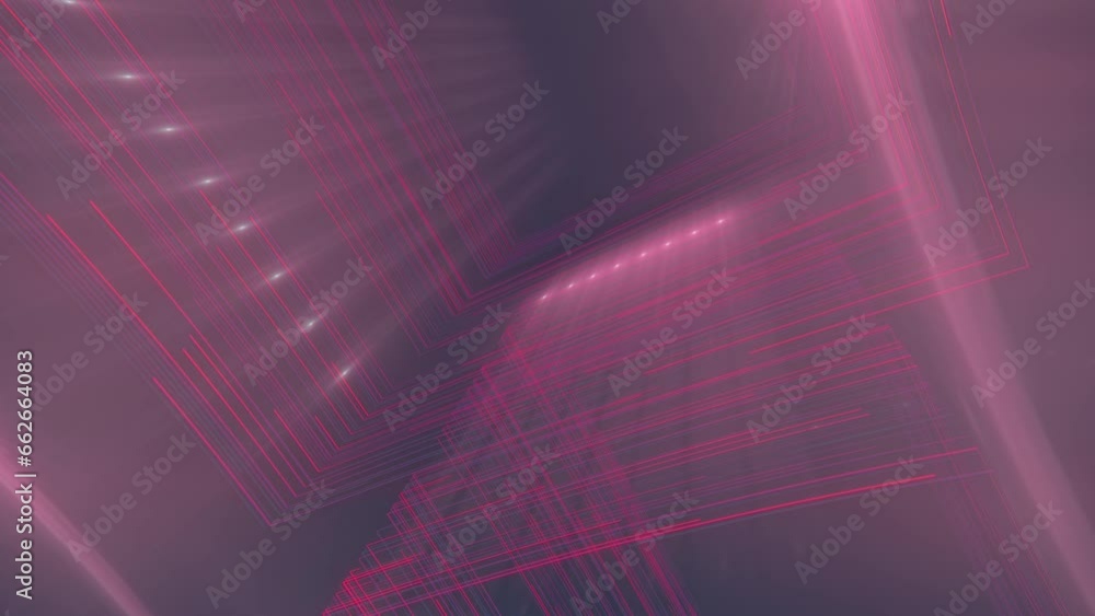 Aufkleber Bright beams and thin moving lines of light. 3d rendering loop animation 4K