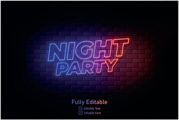 Neon effect for edible text neon style effect logo and night club logo and night party poste Vector neon 
