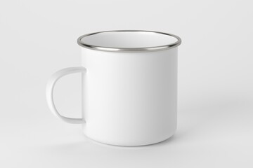 Metal mug mockup / Coffee or tea cup template on studio background