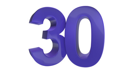 Creative design purple 3d number 30