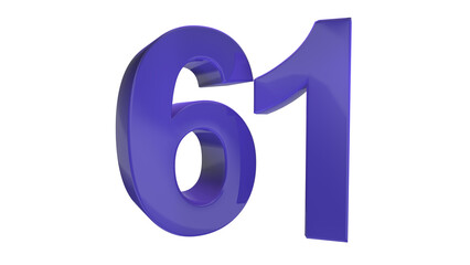 Creative design purple 3d number 61