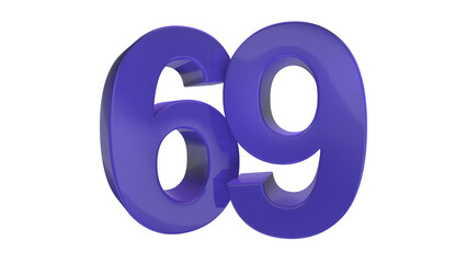 Creative design purple 3d number 69