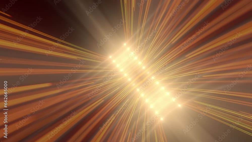 Poster Moving burning beams of light. 3d rendering loop animation 4K