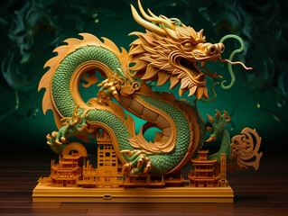 Obraz premium Green Dragon Figurine as a symbol of the 2024 Chinese New Year 