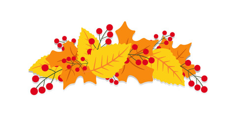 Obraz premium Autumn composition in the form of a wreath of leaves. Vector illustration.