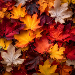 Naklejka na ściany i meble autumn leaves background generated by AI
