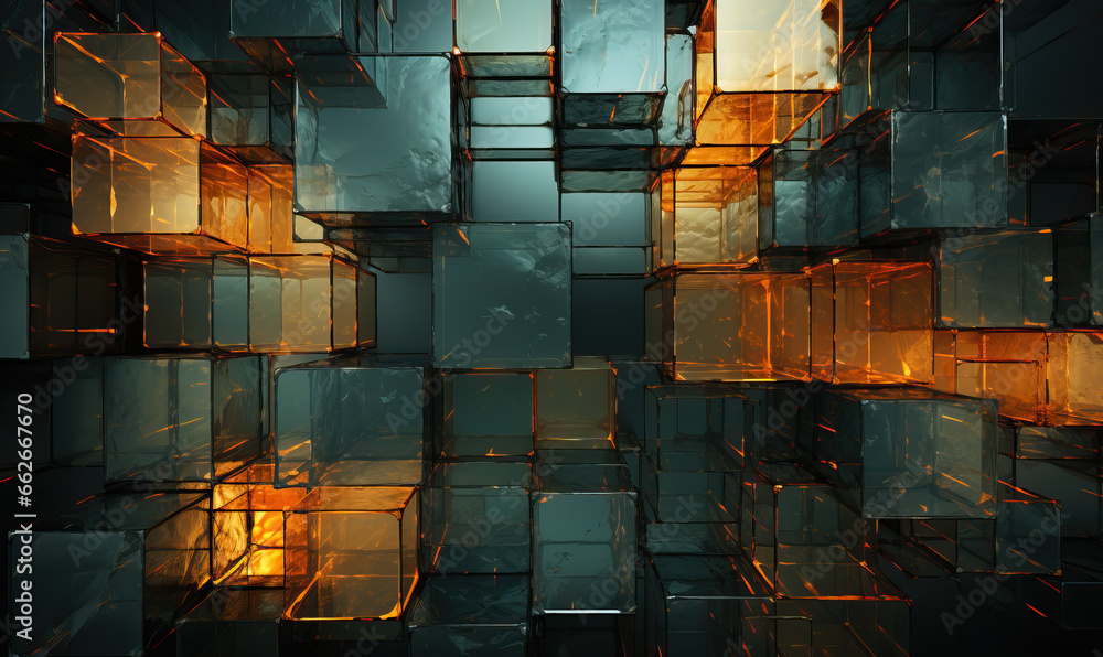 Poster creative dark background made of rectangular shapes.
