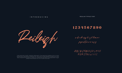 Handwritten Script font. Hand drawn brush style modern calligraphy cursive typeface. Hand Lettering and Custom Typography alphabet for Designs: Logo, Greeting Cards, Poster. Vector Brush type set.
